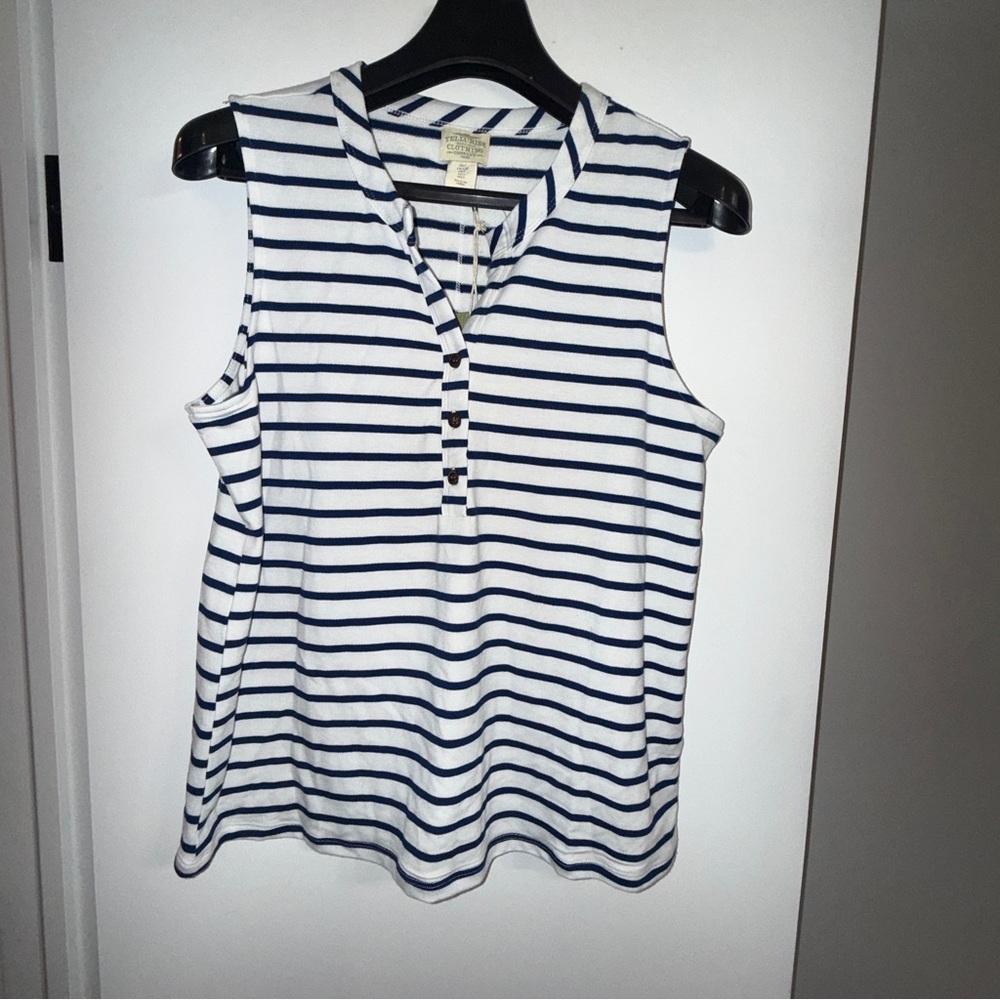 Telluride Clothing Company Striped Sleeveless Top Size Large White Blue